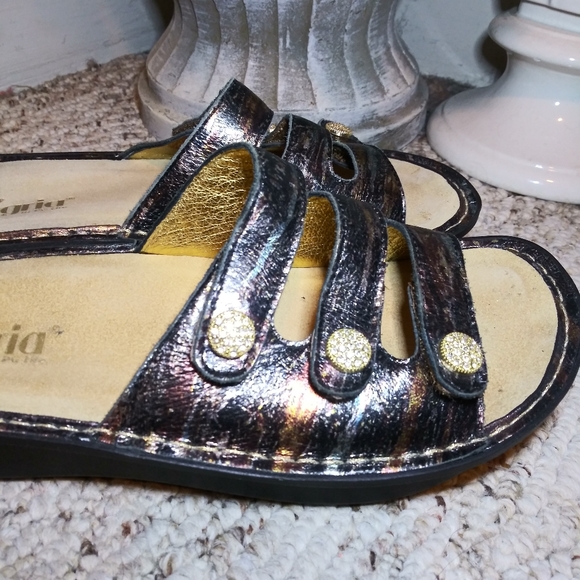 Alegria Fiona Metallic Tortoise Colored, Rhinestone Studded Strappy Sandals - Picture 4 of 10